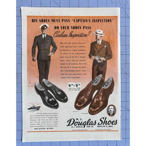 1944 Vintage Original Douglas Shoes Mens WW2 Era War Soldier Print Ad